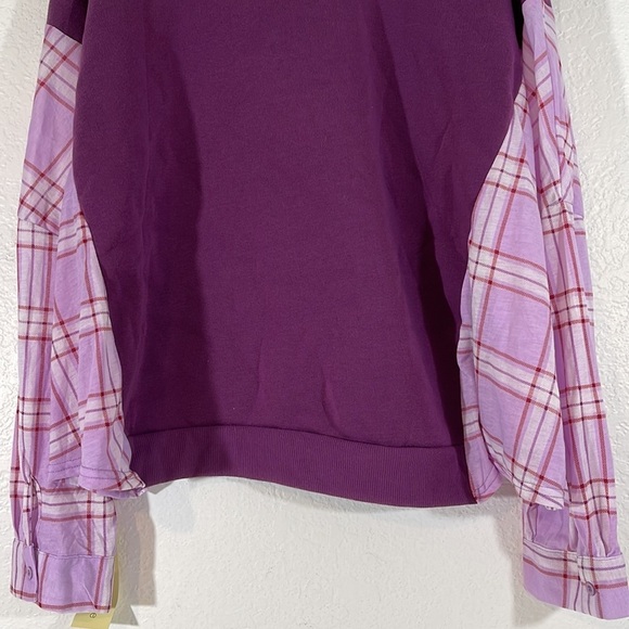 Paper & Tee Deep Purple Plaid Flannel Pullover V Neck Sweater Size 3XL New - Picture 6 of 8